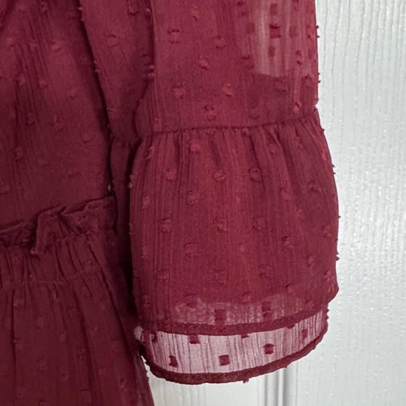 Zara Maroon dress size Small with embroidered floral pattern - Picture 5 of 12